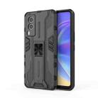 For vivo V21e 5G Supersonic PC + TPU Shock-proof Protective Case with Holder(Black) - 1