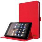 For Amazon Kindle Fire HD 10 2021 Horizontal Flip TPU + Fabric PU Leather Protective Case with Name Card Clip(Red) - 1