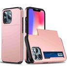 For iPhone 13 Shockproof Armor Protective Case with Slide Card Slot(Rose Gold) - 1