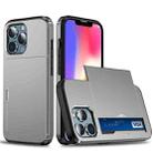 For iPhone 13 Pro Shockproof Armor Protective Case with Slide Card Slot (Grey) - 1