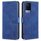 For vivo V21e / Y73 2021 AZNS Skin Feel Calf Texture Horizontal Flip Leather Case with Card Slots & Holder & Wallet(Blue) - 1