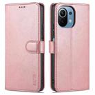 For Xiaomi Mi 11 Lite AZNS Skin Feel Calf Texture Horizontal Flip Leather Case with Card Slots & Holder & Wallet(Rose Gold) - 1