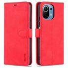 For Xiaomi Mi 11 Lite AZNS Skin Feel Calf Texture Horizontal Flip Leather Case with Card Slots & Holder & Wallet(Red) - 1