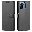 For Xiaomi Mi 11 Lite AZNS Skin Feel Calf Texture Horizontal Flip Leather Case with Card Slots & Holder & Wallet(Black) - 1