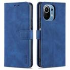 For Xiaomi Mi 11 Lite AZNS Skin Feel Calf Texture Horizontal Flip Leather Case with Card Slots & Holder & Wallet(Blue) - 1