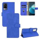 For vivo X60 Pro / X60 5G Solid Color Skin Feel Magnetic Buckle Horizontal Flip Calf Texture PU Leather Case with Holder & Card Slots & Wallet(Blue) - 1