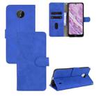 For Nokia C10 Solid Color Skin Feel Magnetic Buckle Horizontal Flip Calf Texture PU Leather Case with Holder & Card Slots & Wallet(Blue) - 1