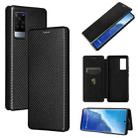 For vivo X60 Pro / X60 5G Carbon Fiber Texture Horizontal Flip TPU + PC + PU Leather Case with Card Slot(Black) - 1