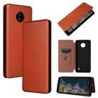 For Nokia C20 Carbon Fiber Texture Horizontal Flip TPU + PC + PU Leather Case with Card Slot(Brown) - 1