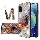 For Samsung Galaxy A31 Painted Ethnic Pattern Tempered Glass TPU Shockproof Case with Folding Magnetic Holder & Neck Strap(Colorful) - 1