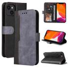 For iPhone 13 Business Stitching-Color Horizontal Flip PU Leather Case with Holder & Card Slots & Photo Frame (Grey) - 1