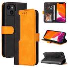 For iPhone 13 Business Stitching-Color Horizontal Flip PU Leather Case with Holder & Card Slots & Photo Frame (Orange) - 1