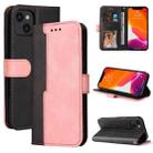 For iPhone 13 Business Stitching-Color Horizontal Flip PU Leather Case with Holder & Card Slots & Photo Frame (Pink) - 1