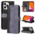 For iPhone 13 Pro Max Business Stitching-Color Horizontal Flip PU Leather Case with Holder & Card Slots & Photo Frame  (Grey) - 1