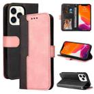 For iPhone 13 Pro Max Business Stitching-Color Horizontal Flip PU Leather Case with Holder & Card Slots & Photo Frame  (Pink) - 1