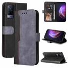 For vivo V21 4G / 5G Business Stitching-Color Horizontal Flip PU Leather Case with Holder & Card Slots & Photo Frame(Grey) - 1