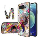 For Asus ROG Phone 5 Painted Ethnic Pattern Tempered Glass TPU Shockproof Case with Folding Magnetic Holder & Neck Strap(Colorful) - 1