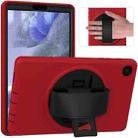 For Samsung Galaxy Tab A7 Lite 8.7 T220 360 Degree Rotation PC + TPU Protective Case with Holder & Hand-strap & Pen Slot(Red) - 1