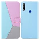 For Huawei Honor 9X Tricolor Stitching Horizontal Flip TPU + PU Leather Case with Holder & Card Slots & Wallet(Blue) - 1