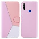 For Huawei Honor 9X Tricolor Stitching Horizontal Flip TPU + PU Leather Case with Holder & Card Slots & Wallet(Pink) - 1