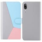 For Motorola Moto E6 Plus Tricolor Stitching Horizontal Flip TPU + PU Leather Case with Holder & Card Slots & Wallet(Grey) - 1