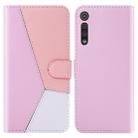 For Motorola Moto G8 Play Tricolor Stitching Horizontal Flip TPU + PU Leather Case with Holder & Card Slots & Wallet(Pink) - 1