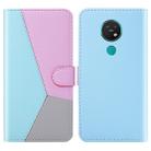 For Nokia 7.2 Tricolor Stitching Horizontal Flip TPU + PU Leather Case with Holder & Card Slots & Wallet(Blue) - 1