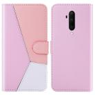 For OnePlus 7 Pro / 7T Pro Tricolor Stitching Horizontal Flip TPU + PU Leather Case with Holder & Card Slots & Wallet(Pink) - 1