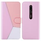 For Xiaomi Redmi 8 Tricolor Stitching Horizontal Flip TPU + PU Leather Case with Holder & Card Slots & Wallet(Pink) - 1