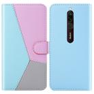 For Xiaomi Redmi 8A Tricolor Stitching Horizontal Flip TPU + PU Leather Case with Holder & Card Slots & Wallet(Blue) - 1