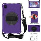 For Samsung Galaxy Tab A7 Lite 8.7 2021 T220 / T225 360 Degree Rotation Honeycomb Shockproof Silicone PC Protective Case with Holder & Shoulder Strap & Hand Strap(Purple Black) - 1