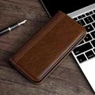 For OnePlus 9 Grid Texture Magnetic PU + TPU Horizontal Flip Leather Case with Holder & Card Slot(Brown) - 1