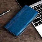 For OnePlus 7 Grid Texture Magnetic PU + TPU Horizontal Flip Leather Case with Holder & Card Slot(Blue) - 1