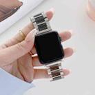 Three Beads Ceramics Steel Watch Band For Apple Watch Series 9&8&7 41mm / SE 3&SE 2&6&SE&5&4 40mm / 3&2&1 38mm(Silver+Black) - 1