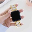 Three Beads Ceramics Steel Watch Band For Apple Watch Series 9&8&7 41mm / SE 3&SE 2&6&SE&5&4 40mm / 3&2&1 38mm(Gold+White) - 1