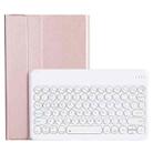 For Lenovo Pad Plus 11 inch TB-J607F / Tab P11 11 inch TB-J606F / Pad 11 inch YAM12 Backlight Style Lambskin Texture Detachable Round Keycap Bluetooth Keyboard Leather Tablet Case with Holder(Rose Gold) - 1