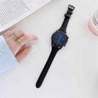 22mm Small Waist Lychee Texture Leather Watch Band(Black) - 1