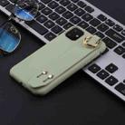 For iPhone 11 Pro Max Shockproof Solid Color TPU Case with Wristband(Pea Green) - 1