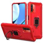 For Xiaomi Redmi 9T / 9 Power Carbon Fiber Protective Case with 360 Degree Rotating Ring Holder(Red) - 1