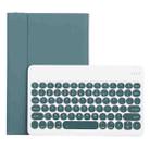 For Lenovo Pad Pro 11.5 inch 2021 TB-J716F / Tab P11 Pro 11.5 inch TB-J706F YAM13 Lambskin Texture Detachable Round Keycap Bluetooth Keyboard Leather Tablet Case with Holder(Dark Green) - 1