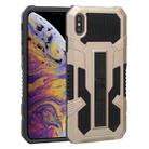 For iPhone X / XS Vanguard Warrior All Inclusive Double-color Shockproof TPU + PC Protective Case with Holder(Gold) - 1