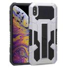 For iPhone X / XS Vanguard Warrior All Inclusive Double-color Shockproof TPU + PC Protective Case with Holder(Silver White) - 1