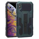 For iPhone X / XS Vanguard Warrior All Inclusive Double-color Shockproof TPU + PC Protective Case with Holder(Graphite Green) - 1
