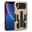 For iPhone XR Vanguard Warrior All Inclusive Double-color Shockproof TPU + PC Protective Case with Holder(Gold) - 1