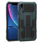 For iPhone XR Vanguard Warrior All Inclusive Double-color Shockproof TPU + PC Protective Case with Holder(Graphite Green) - 1