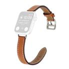 Single Circle 14mm Screw Style Leather Watch Band Watch Band For Apple Watch Series 9&8&7 41mm / SE 3&SE 2&6&SE&5&4 40mm / 3&2&1 38mm(Brown) - 1