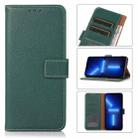 For iPhone 13 Pro Max Litchi Texture PU + TPU Horizontal Flip Leather Case with Holder & Card Slots & Wallet (Dark Green) - 1