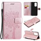 For OnePlus 9 Pro Tree & Cat Pattern Pressed Printing Horizontal Flip PU Leather Case with Holder & Card Slots & Wallet & Lanyard(Rose Gold) - 1