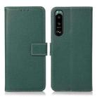 For Sony Xperia 5 III Litchi Texture PU + TPU Horizontal Flip Leather Case with Holder & Card Slots & Wallet(Dark Green) - 1
