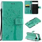 For Google Pixel 6 Pro Tree & Cat Embossed Pattern Horizontal Flip Leather Case with Holder & Card Slots & Wallet & Lanyard(Green) - 1